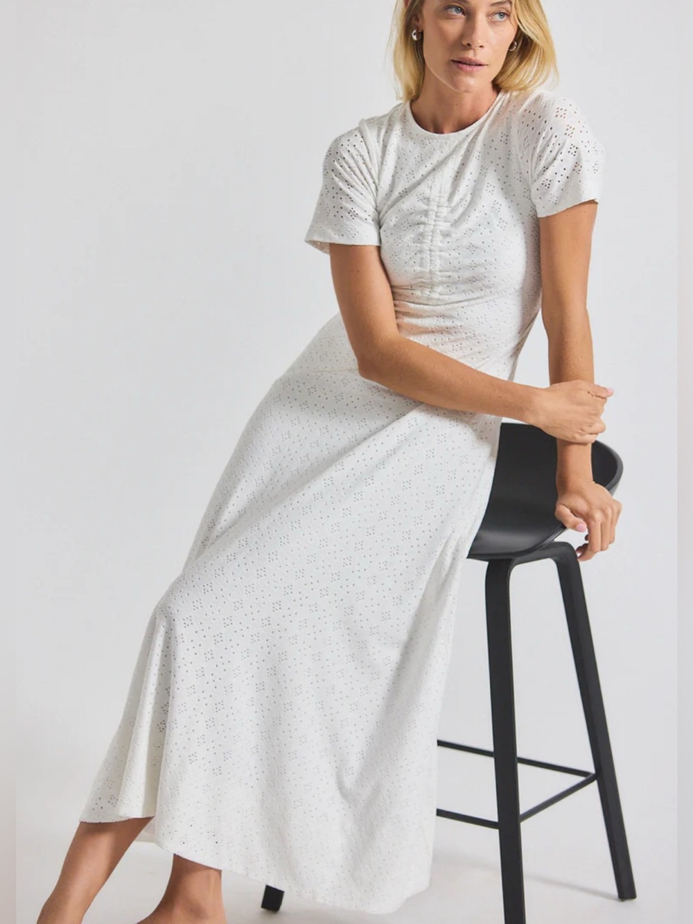 NWT Derek Lam 10 Crosby Women's Olympia Ruched Front Maxi Dress White Medium